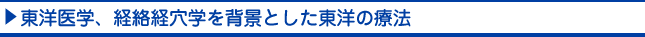 東洋医学、経絡経穴学を背景とした東洋の療法